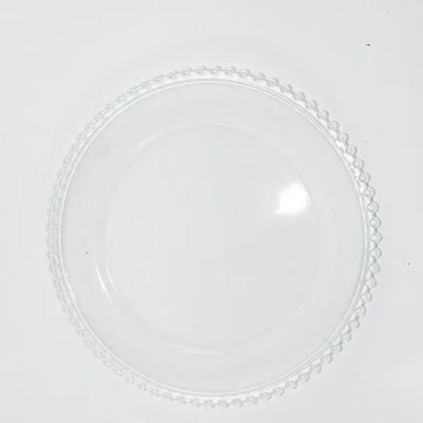 12.5" Clear Glass w/bead Charger Plate (Clear Bead) - BEA1