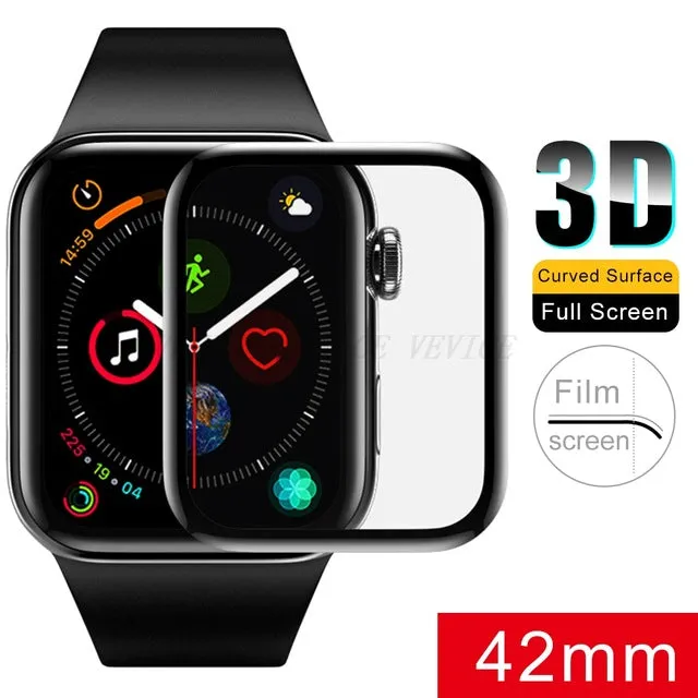 3D Tempered Glass For Apple Watch 38mm 42mm 40mm 44mm Series 4 3 2 1 Full Cover Curved  Edge Screen Protector For iWatch 9H HD