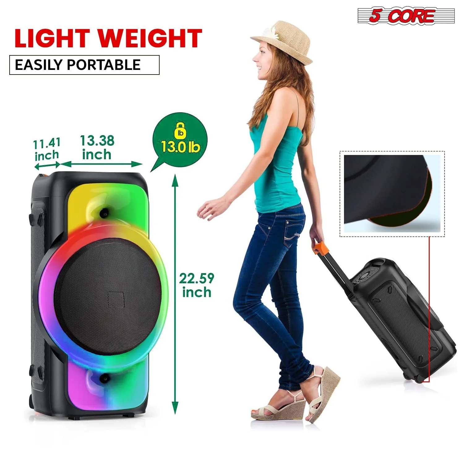 5Core Bluetooth Party Speaker 12 inch PA RGB Partybox Karaoke Machine