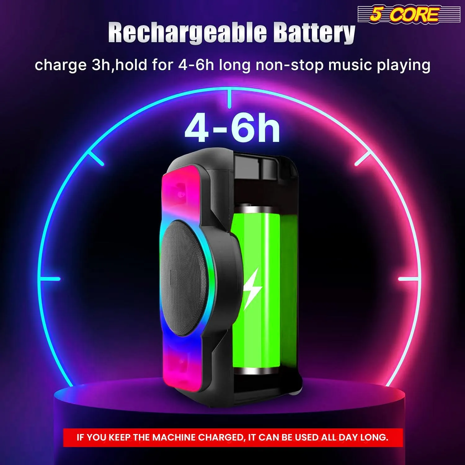 5Core Bluetooth Party Speaker 12 inch PA RGB Partybox Karaoke Machine