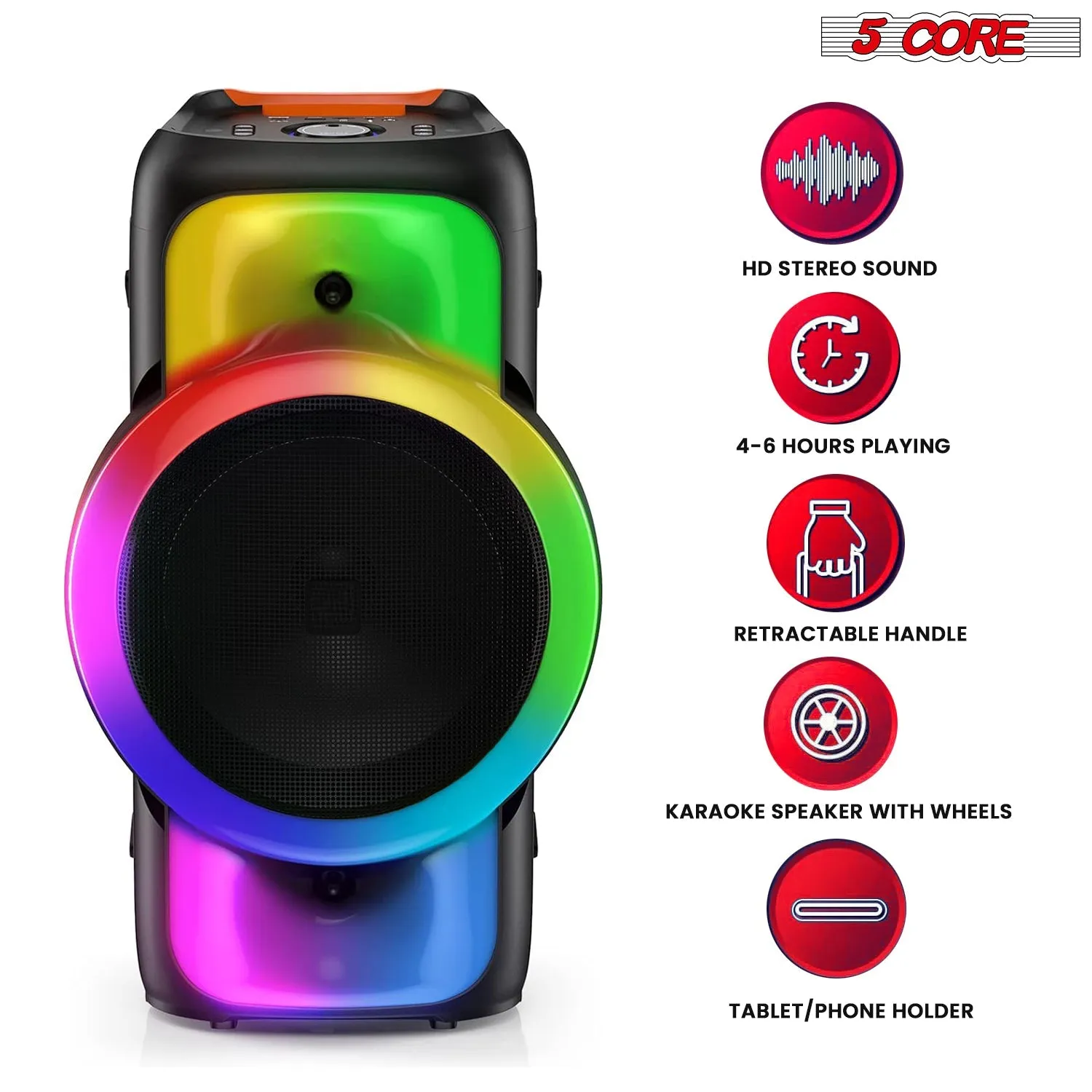 5Core Bluetooth Party Speaker 12 inch PA RGB Partybox Karaoke Machine