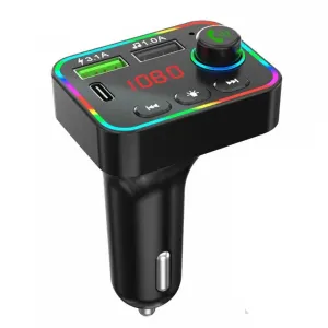 7 Color LED Backlit Light Bluetooth FM Transmitter and Dual USB Charger