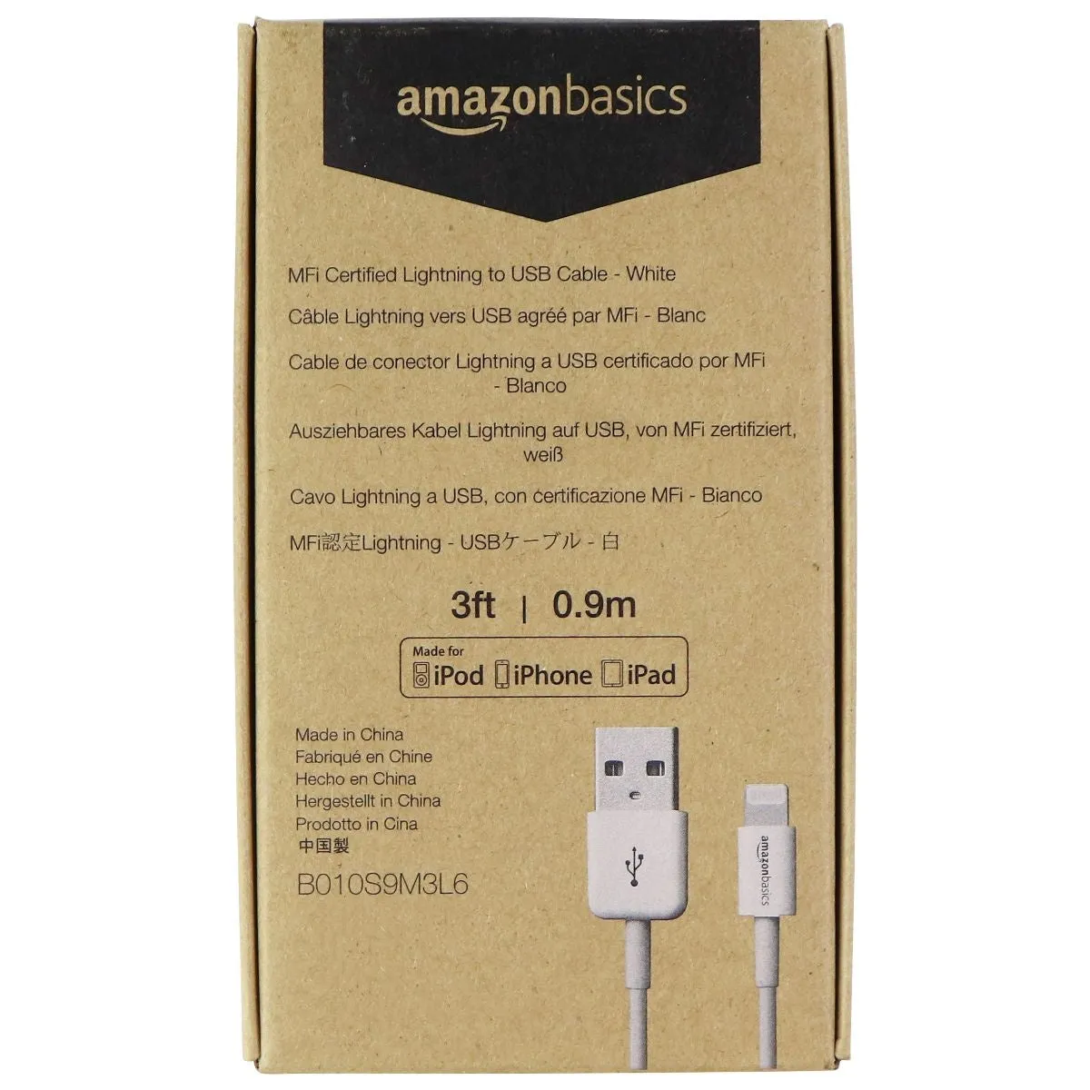 Amazon Basics (3ft) MFi Certified USB Cable for iPhone/iPad/iPod - White