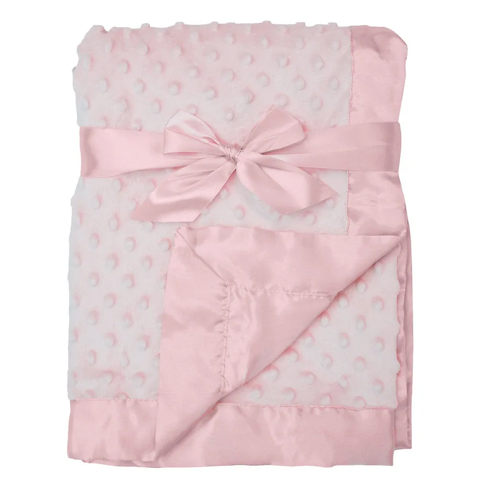 American Baby Chenille Minky Dot & Satin Receiving Blanket