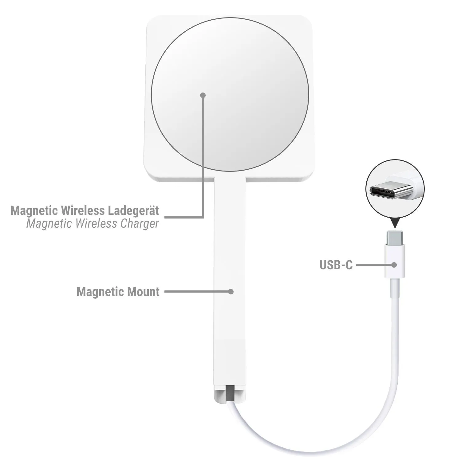 Apple MagSafe Compatible Magnetic Charger and Mount - White/White Marble