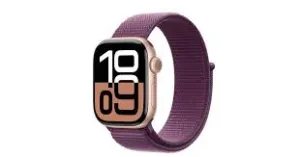 Apple Watch Series 10 46Mm Rose Gold Aluminium Case With Plum Sport Loop Gps  Cellular Mwy83qc/