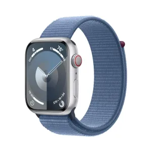 Apple Watch Series 9 [GPS   Cellular 45mm] Smartwatch with Silver Aluminum Case with Winter Blue Sport Loop. (Carbon Neutral)