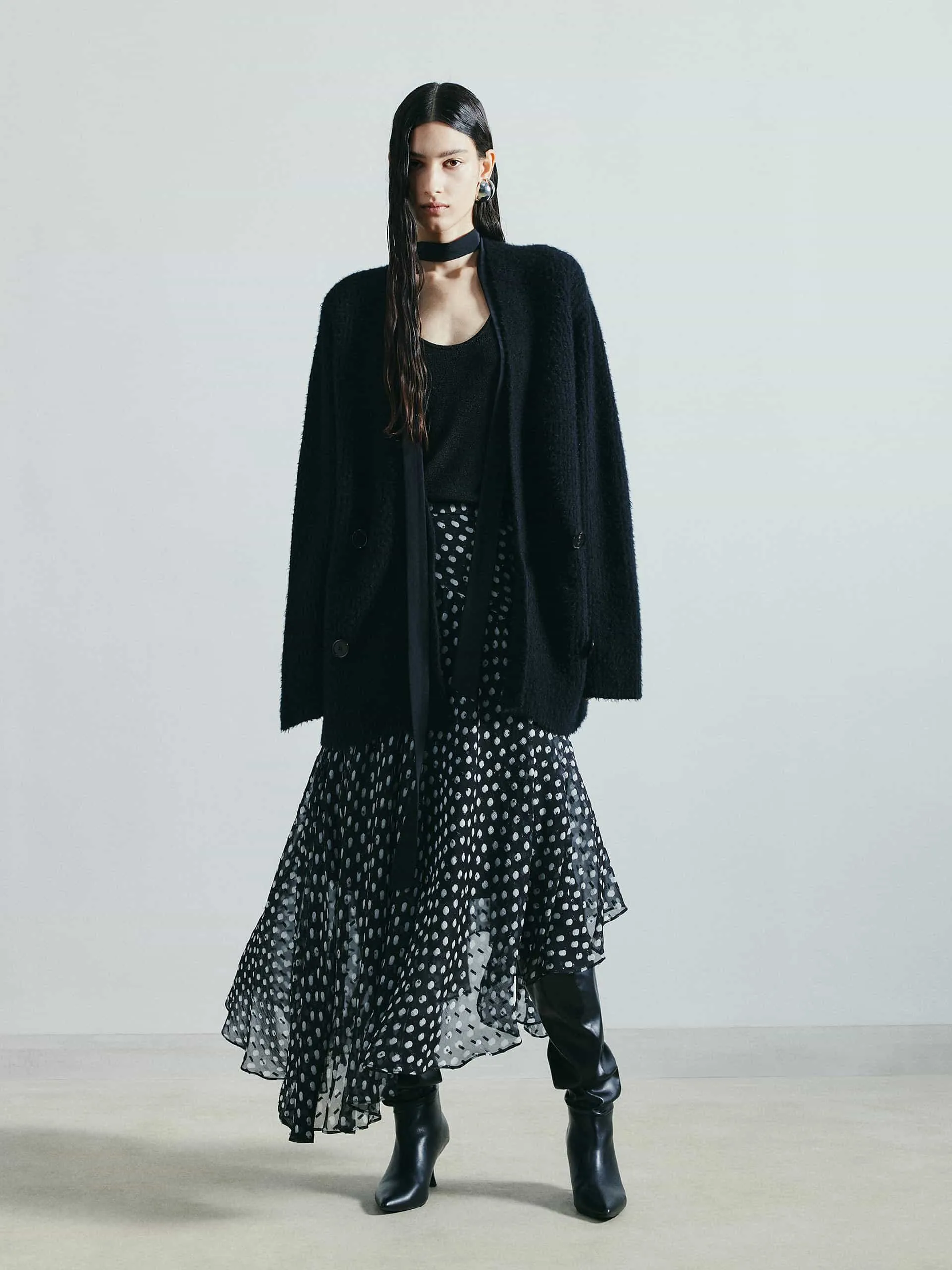 Asymmetric Polka Dot Skirt