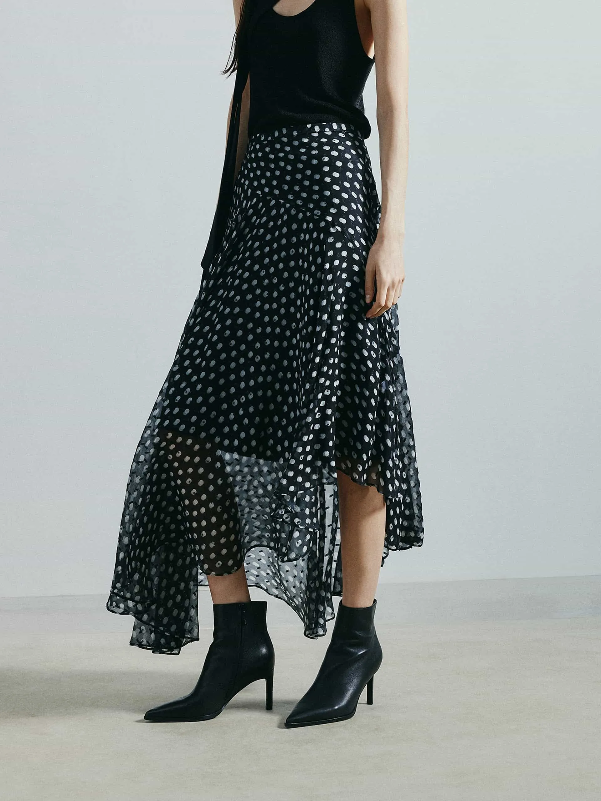 Asymmetric Polka Dot Skirt