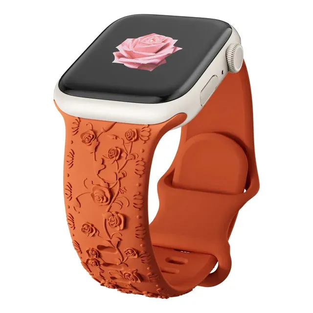 Band for Apple watch straps 44mm 45mm 41mm 49mm 42 46mm Floral Engraved bracelet correa iWatch Series 10 8 7 3 9 ultra 2 SE 40mm