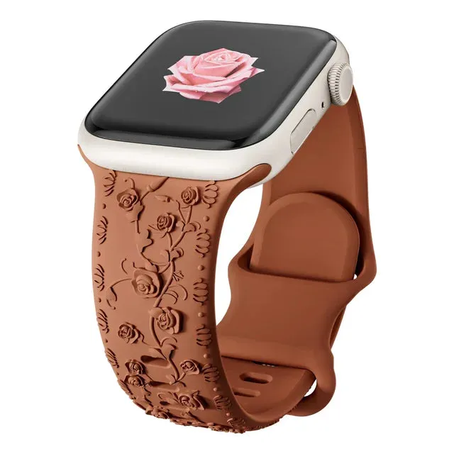 Band for Apple watch straps 44mm 45mm 41mm 49mm 42 46mm Floral Engraved bracelet correa iWatch Series 10 8 7 3 9 ultra 2 SE 40mm