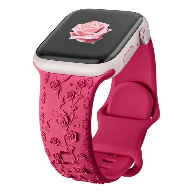 Band for Apple watch straps 44mm 45mm 41mm 49mm 42 46mm Floral Engraved bracelet correa iWatch Series 10 8 7 3 9 ultra 2 SE 40mm