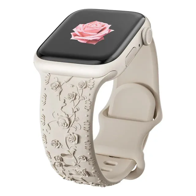 Band for Apple watch straps 44mm 45mm 41mm 49mm 42 46mm Floral Engraved bracelet correa iWatch Series 10 8 7 3 9 ultra 2 SE 40mm