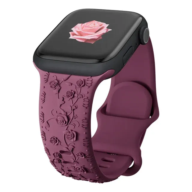 Band for Apple watch straps 44mm 45mm 41mm 49mm 42 46mm Floral Engraved bracelet correa iWatch Series 10 8 7 3 9 ultra 2 SE 40mm