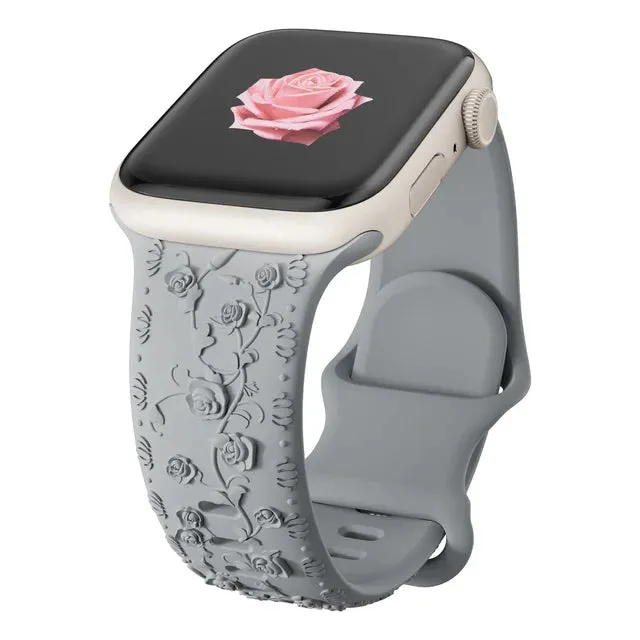 Band for Apple watch straps 44mm 45mm 41mm 49mm 42 46mm Floral Engraved bracelet correa iWatch Series 10 8 7 3 9 ultra 2 SE 40mm