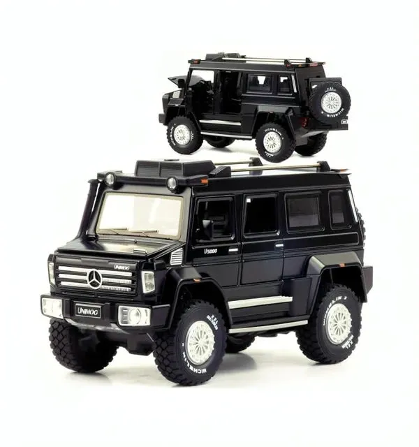 BIG SIZE MERCEDES-BENZ UNIMOG 1:24 DIECAST METAL PULLBACK TOY CAR WITH OPENABLE DOORS & LIGHT, MUSIC BOYS CAR FOR KIDS BEST TOYS GIFTS TOYS FOR KIDS [ COLOE AS PER STOCK ]