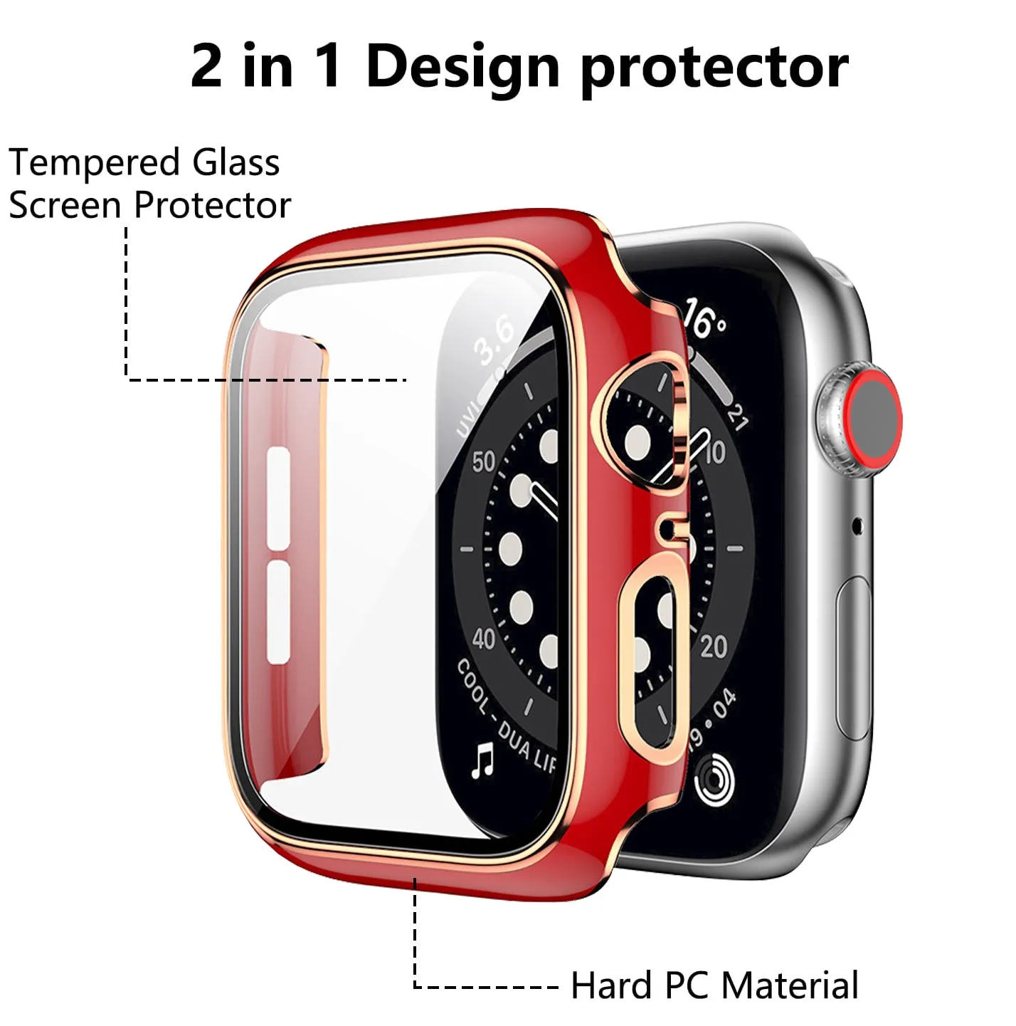 Bumper Case with Screen Protector for Apple Watch-Red