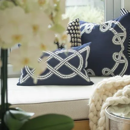 Dot Chain Knot Navy Lumber Cushion 35x53cm