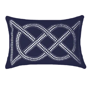 Dot Chain Knot Navy Lumber Cushion 35x53cm