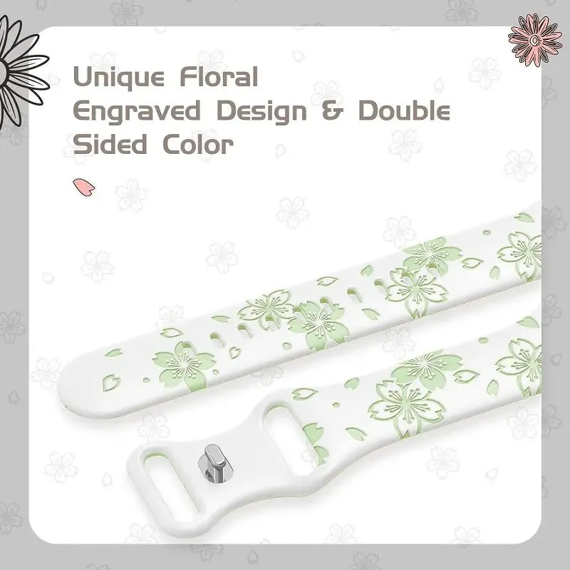 For Apple Watch Floral Engraved Band Compatible with Apple Watch Bands Ultra 9 8 7 6 5 4 3 2 Double Color Silicone iwatch Strap