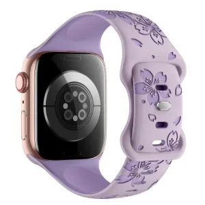 For Apple Watch Floral Engraved Band Compatible with Apple Watch Bands Ultra 9 8 7 6 5 4 3 2 Double Color Silicone iwatch Strap