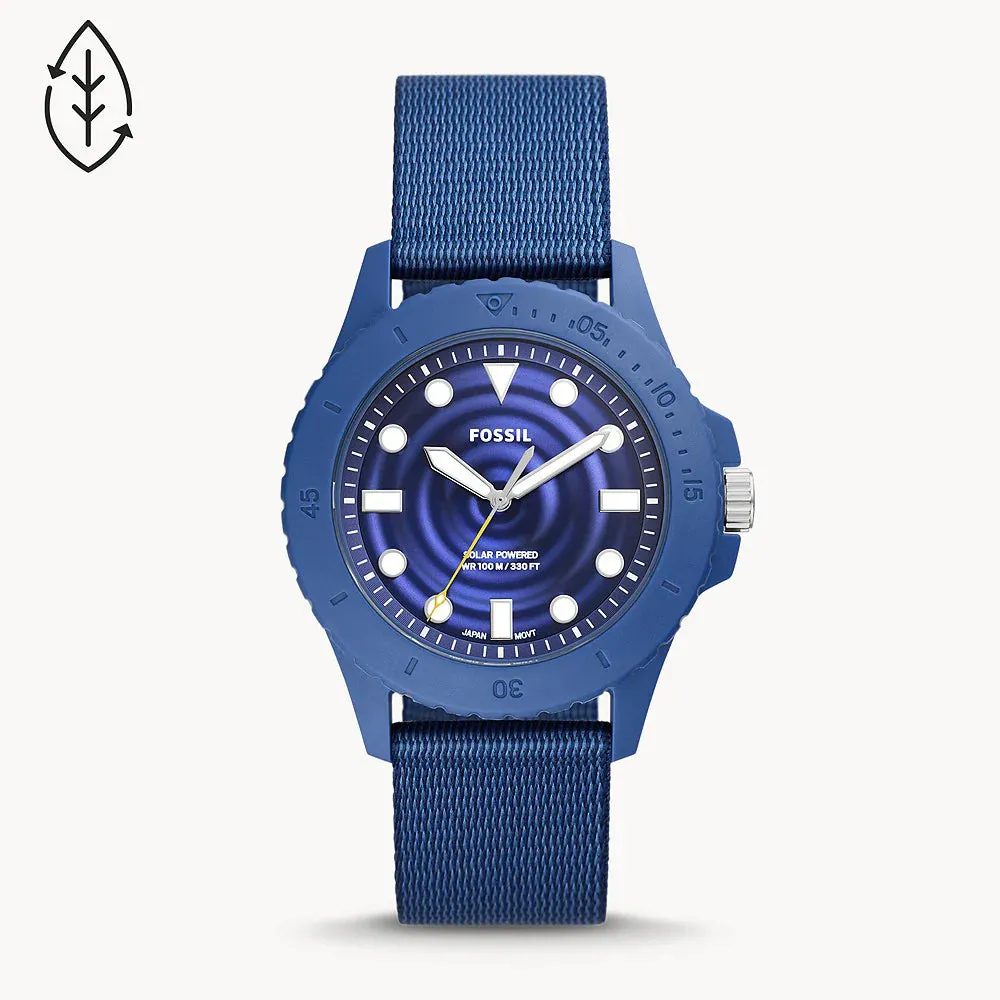 Fossil Men's FB-01 Solar Powered Blue Tide Ocean Material Strap Watch FS5893