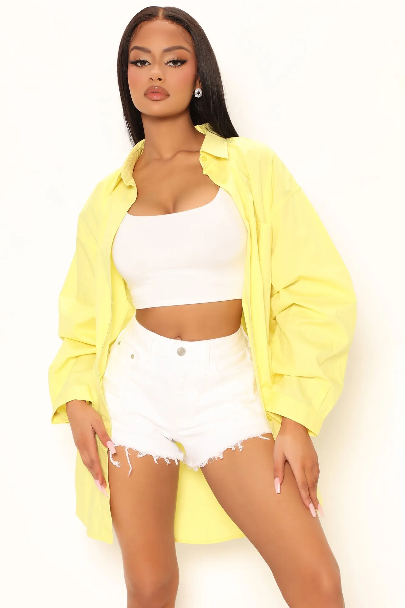 Fully In Charge Oversized Shirt - Yellow