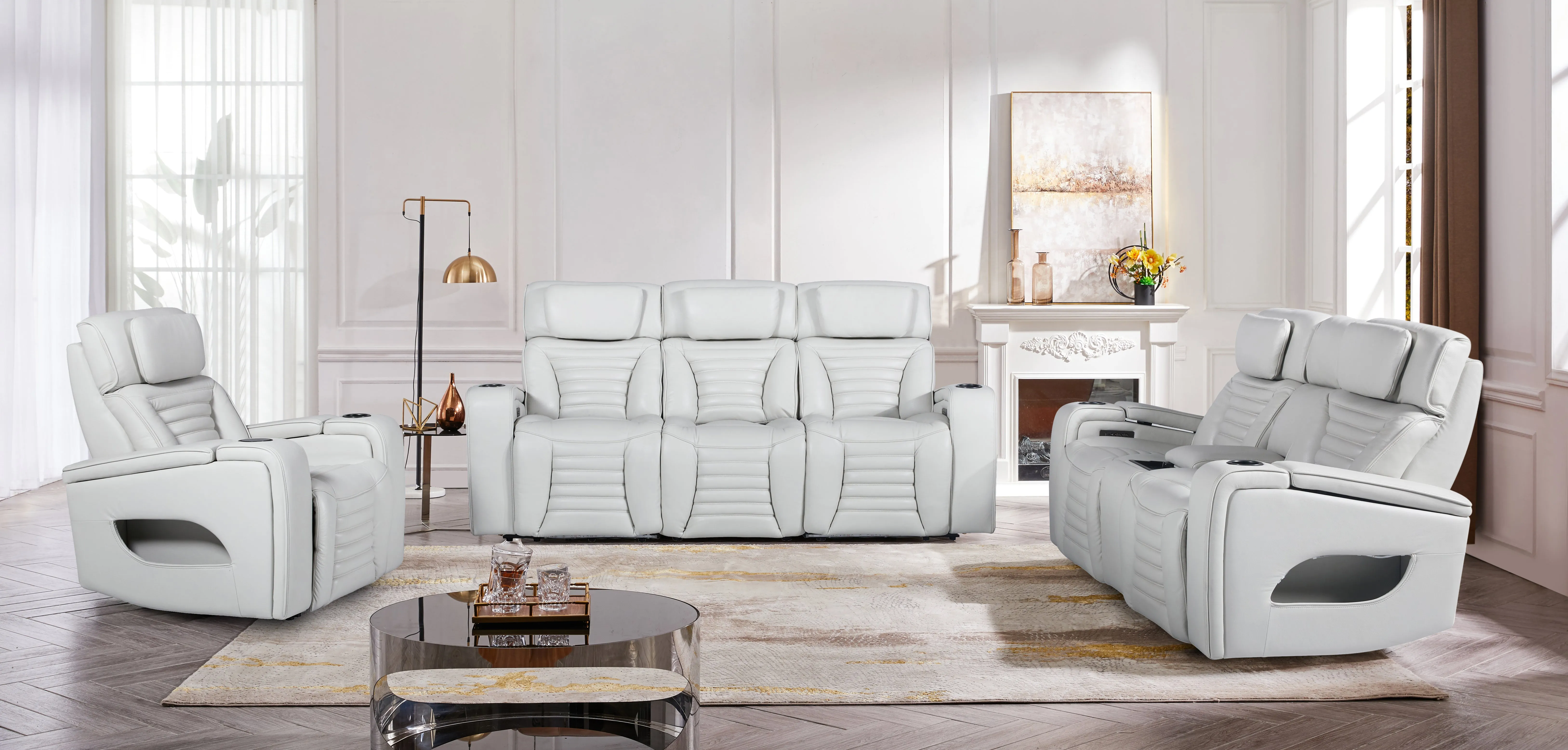 Hollywood Power Reclining Leather Living Room Collection