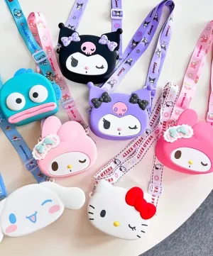 Japan Sanrio Silicone Shoulder Bag | Hello Kitty My Melody Kuromi Cinnamoroll Hangyodon  -  Kawaii Bag Birthday Girlfriend Children Gift