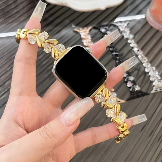 Jewelry Diamond Strap for Apple Watch Band 38 42mm 41 45mm Ultra 2 49mm Women Bracelet for iWatch 9 8 7 6 5 4 Se 40 44mm Correa