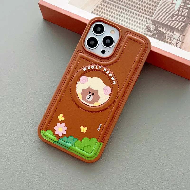 Line Friends MagSafe Shockproof Leatherette Case Back Cover