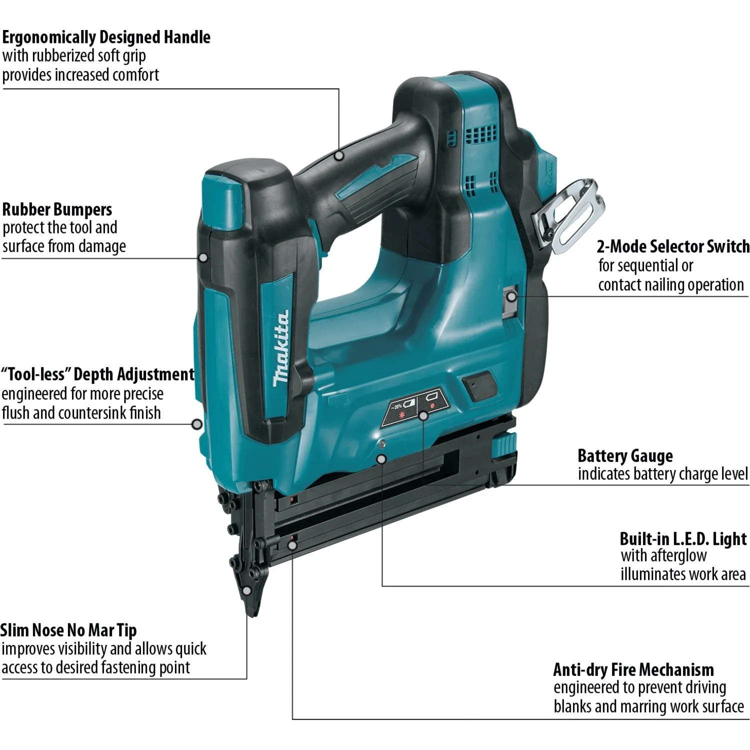 Makita (XNB01Z-R) 18V LXT® 2" Brad Nailer, 18 Ga., Tool Only