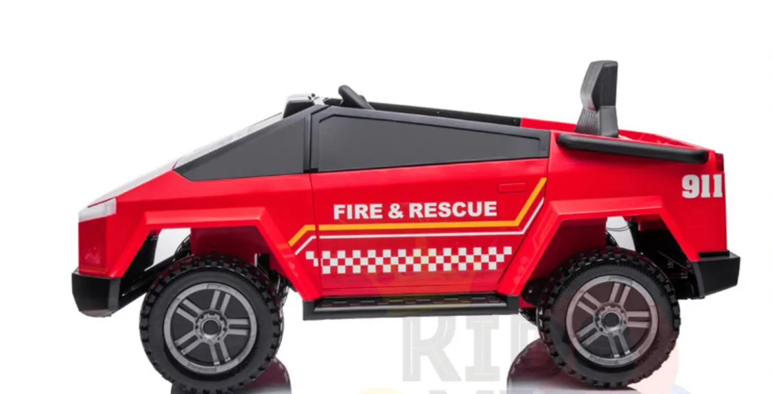 New Item 2025 Upgraded 4x4 | 12V Fire Officer Ride On For Kids | Rubber Wheels | Leather Seat | Remote | Ages 1-6