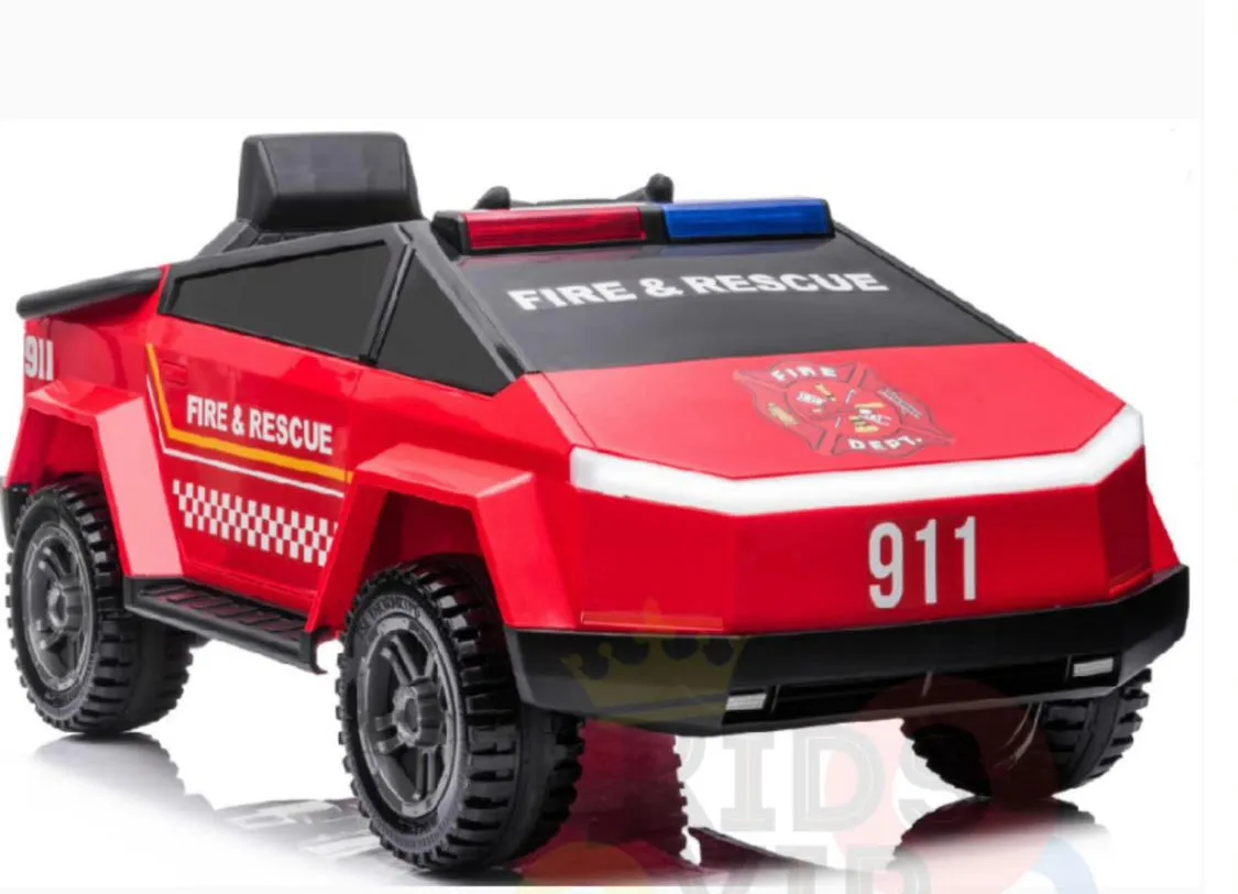 New Item 2025 Upgraded 4x4 | 12V Fire Officer Ride On For Kids | Rubber Wheels | Leather Seat | Remote | Ages 1-6