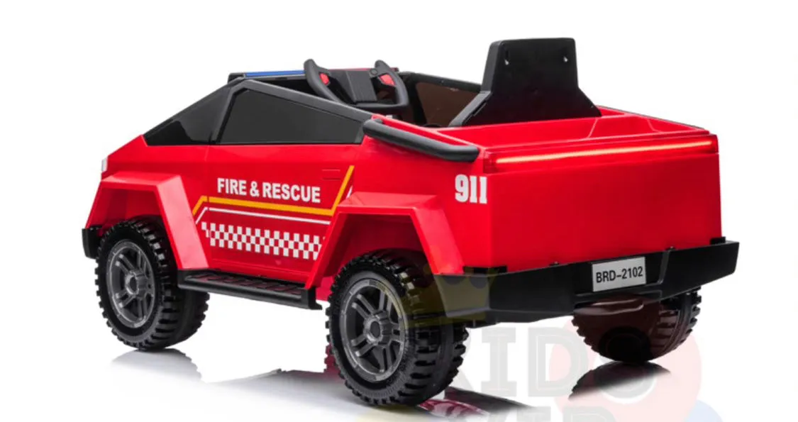 New Item 2025 Upgraded 4x4 | 12V Fire Officer Ride On For Kids | Rubber Wheels | Leather Seat | Remote | Ages 1-6