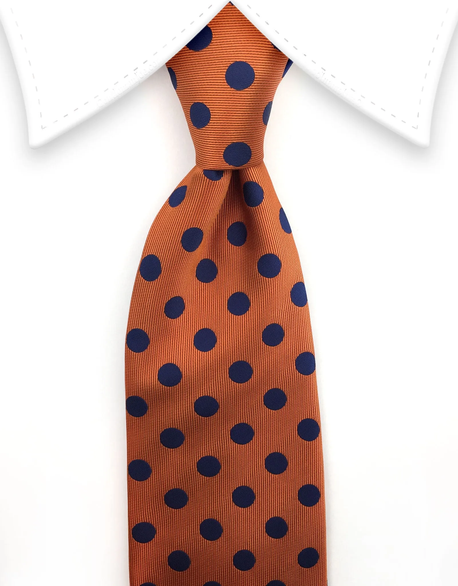 Orange & Navy Blue Polka Dot Tie