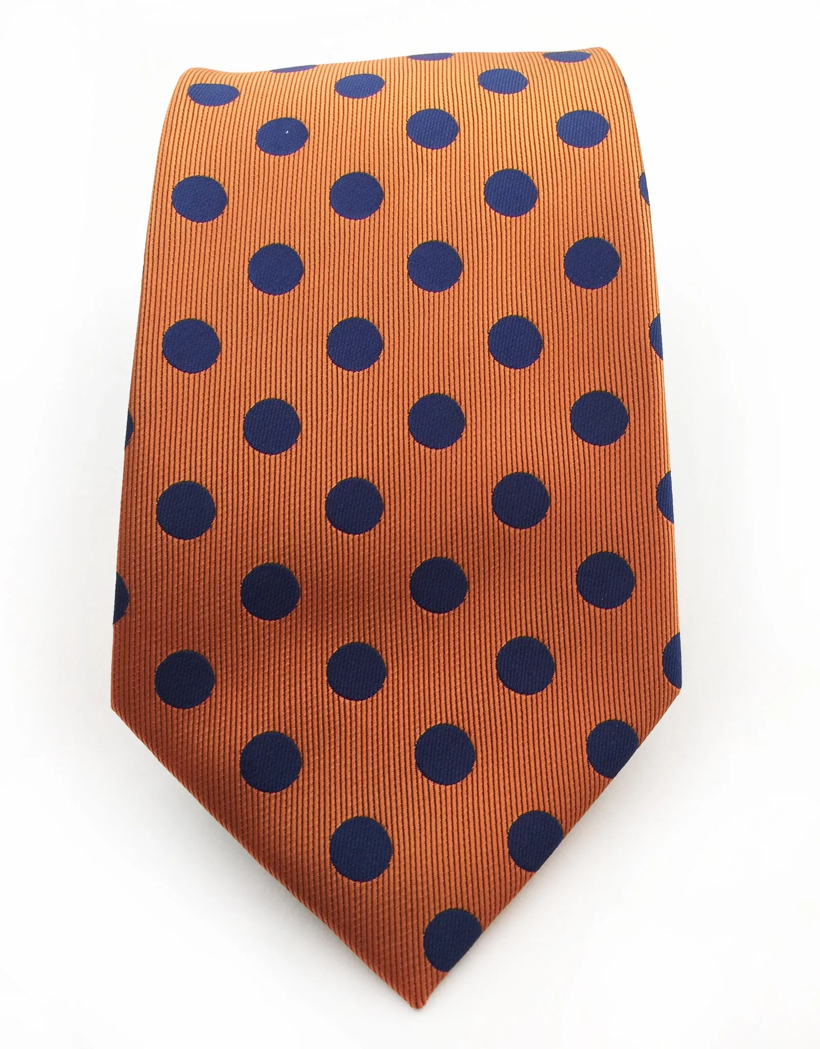 Orange & Navy Blue Polka Dot Tie