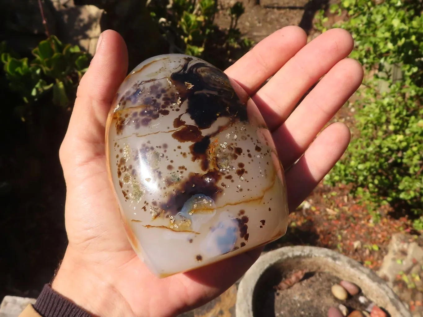 Polished Dendritic Agate Standing Free Forms  x 2 From Madagascar