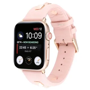 Rose Gold Metal Rivet Leather Sport Strap For iWatch Series