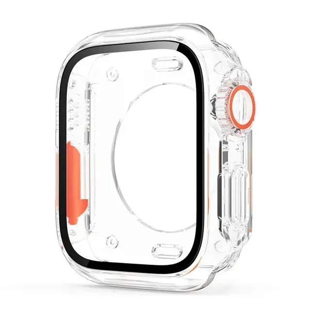 Screen Protector Cover for Apple Watch 44mm 45mm 40mm 41mm Hard PC Front Rear Bumper Case for iWatch 10 9 8 7 6 5 4 Change To Ultra