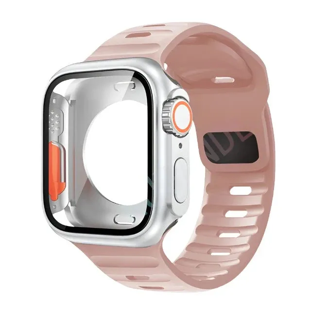 Silicone strap case For Apple Watch Case 44mm 45mm 41mm 40mm Screen protectores Change to Ultra For iWatch Series 8 7 SE 6 5 3