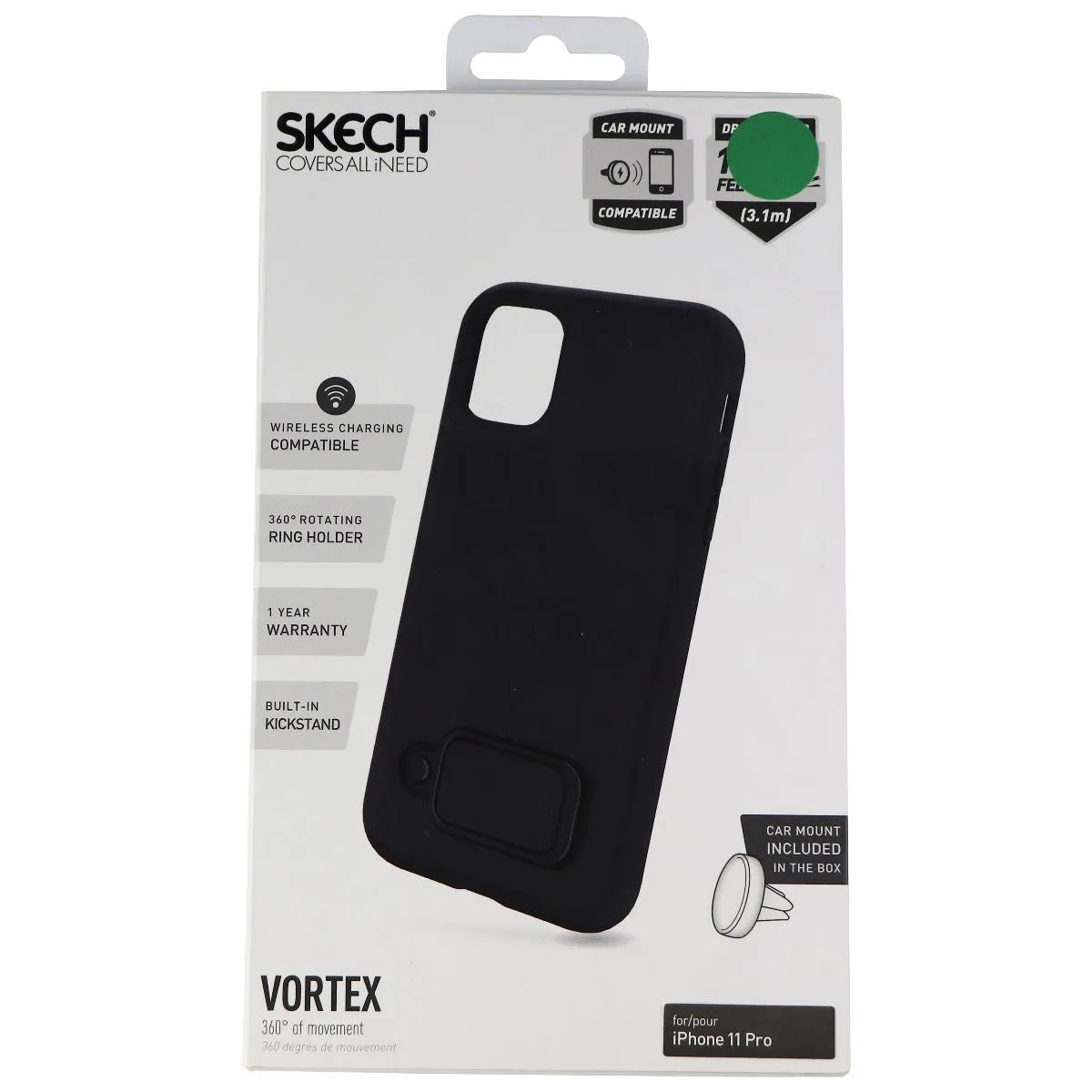 Skech Vortex Hybrid Case with Ring Kickstand for iPhone 11 Pro - Black