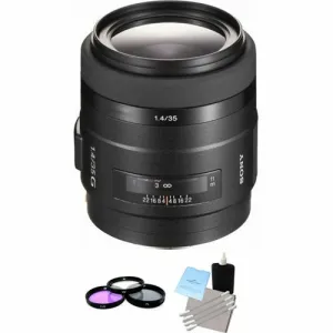 Sony 35mm f/1.4G Wide Angle Prime Lens   3 Piece Filter Kit & Lens Cleaning Kit Bundle