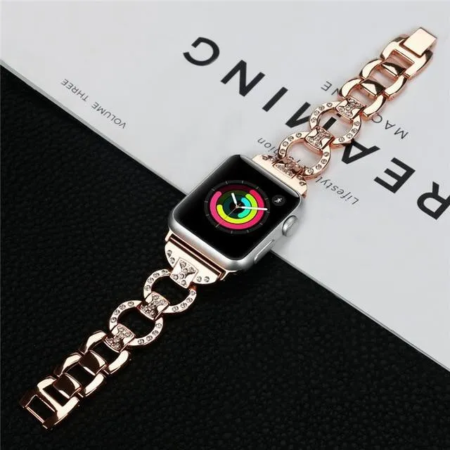 Stainless Steel Band For Apple Series Diamond Metal Bracelet Strap