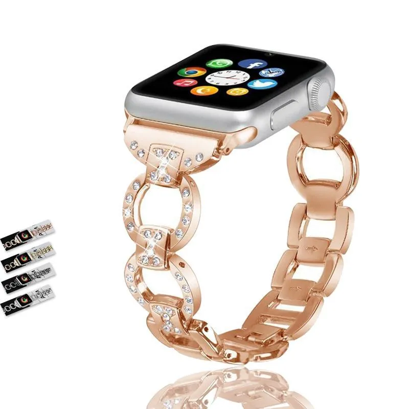 Stainless Steel Band For Apple Series Diamond Metal Bracelet Strap