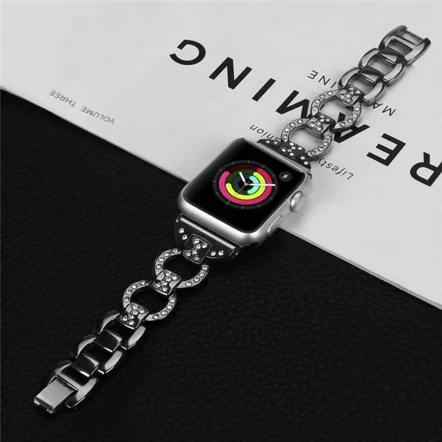 Stainless Steel Band For Apple Series Diamond Metal Bracelet Strap