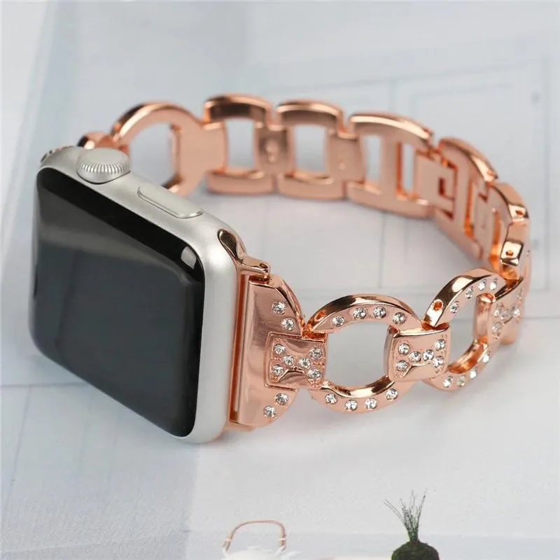 Stainless Steel Band For Apple Series Diamond Metal Bracelet Strap