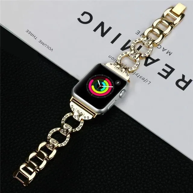 Stainless Steel Band For Apple Series Diamond Metal Bracelet Strap