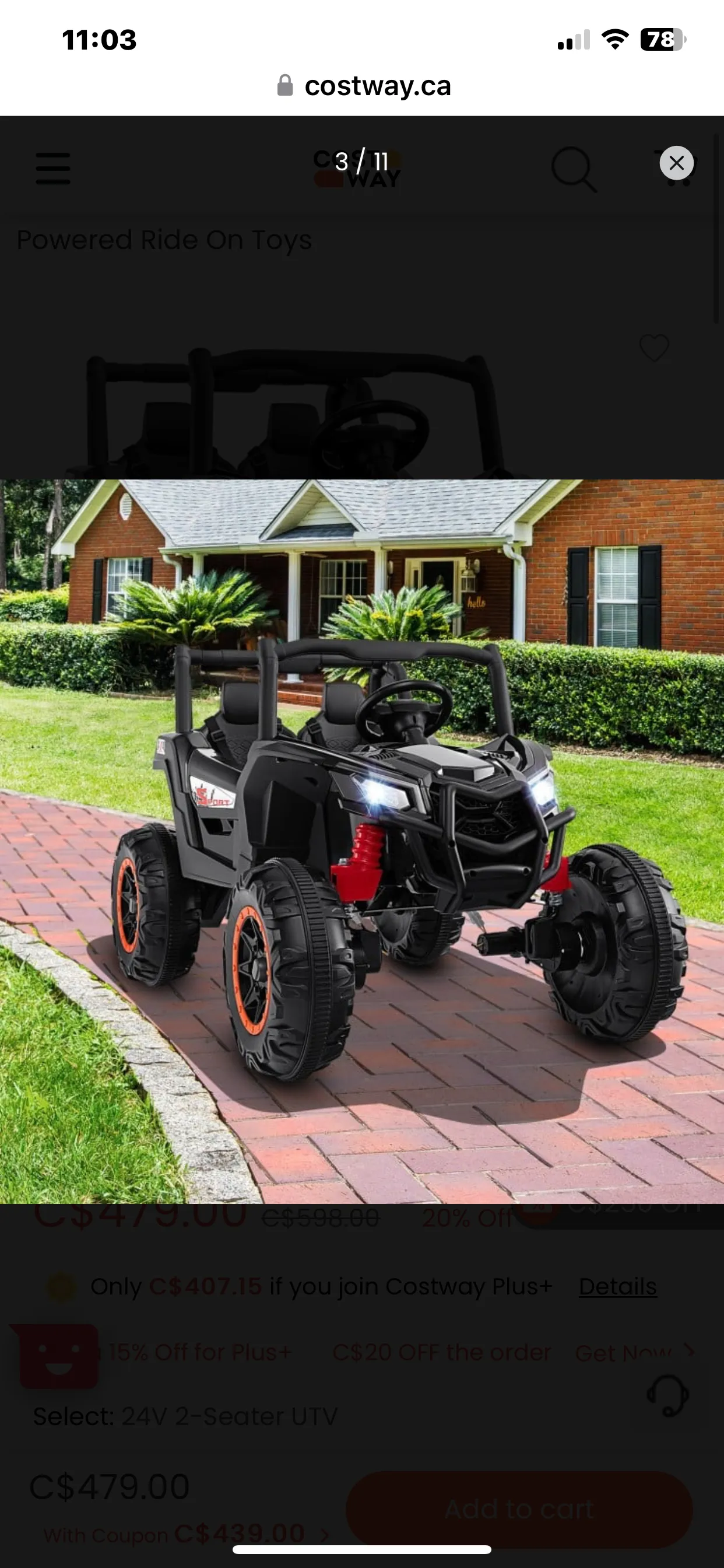 Super Cool 2025 Sport UTV Dune Buggy 24V | 2 Seater | 4X4 | Ages 3  | Remote | Music