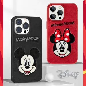 UKA Disney Flannelette Embroidery Premium Leather Back Case Cover